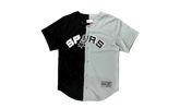 NBA Split Color Mesh Button Front Shirt "San Antonio Spurs - Black" BA88XR SAS K HF5