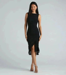 MEEDA | RUFFLE MIDI DRESS