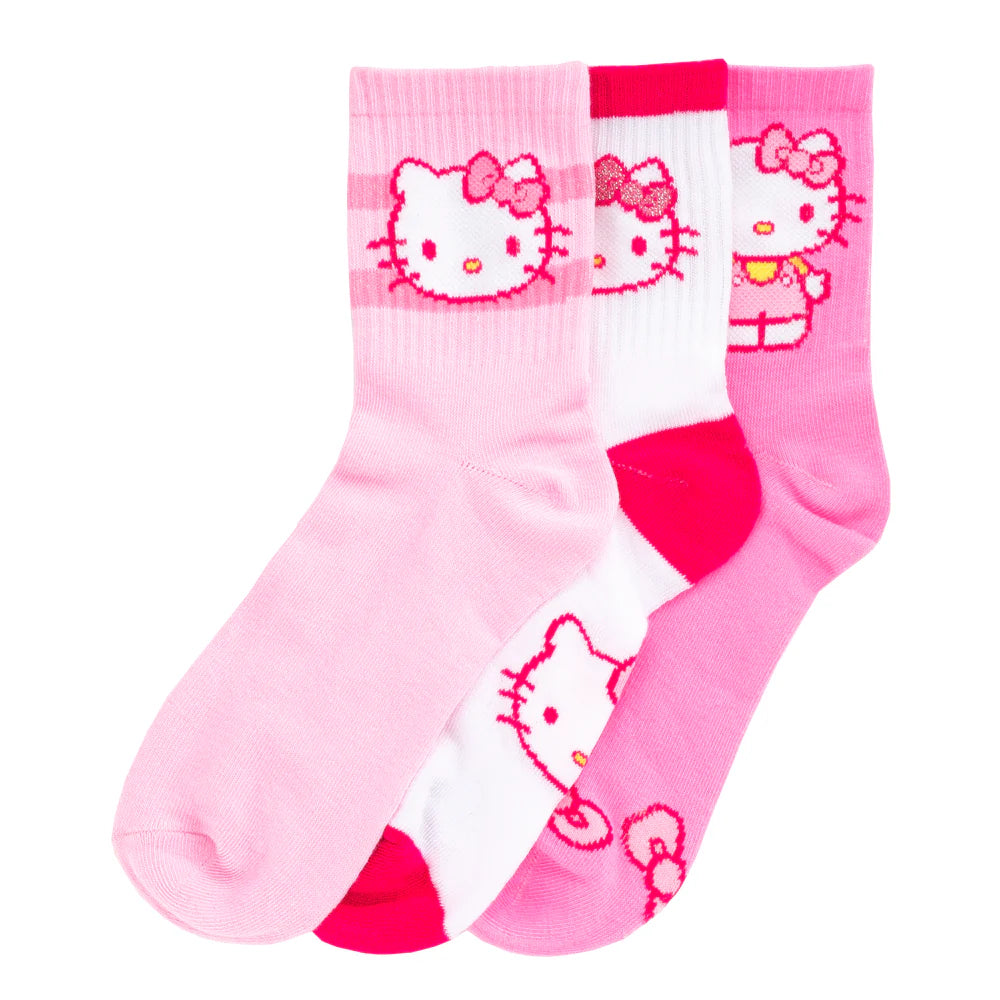 3 Pack Hello Kitty Shiny Mid Crew - Adult
