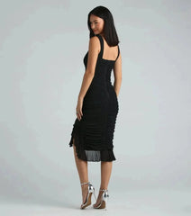 MEEDA | RUFFLE MIDI DRESS